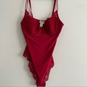 Arianne red lace lingerie bodysuit